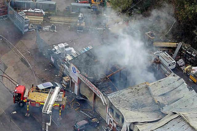 The initial wreckage at SP Plastics in Blaswich