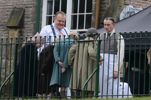 Coogan and Reilly mingled with cast and crew on set