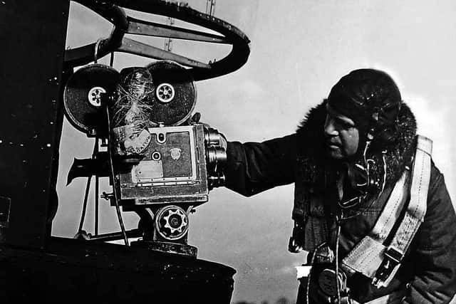 These photographs were taken in Shropshire in 1943 during the filming of aerial battle scenes for a movie called Signed With Their Honour. The unfinished film has been lost