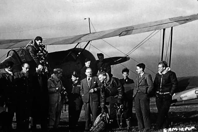 The pilots and film crew who were based in Shropshire when they set about filming ambitious aerial battle scenes. The film they made has been lost to history