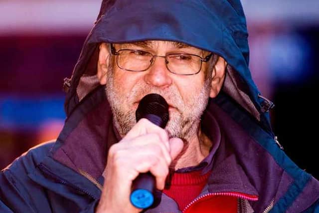 Martin Lynch addresses protesters