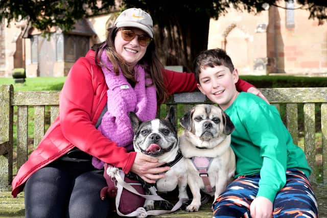 Dog walker Gill Lavery with her son Leonardo, 10