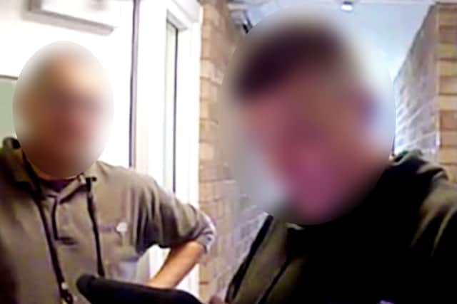 In the clip, one man knocks on the door before the other says: “So is she dead yet?”