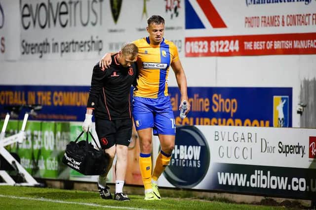 Howkins has been plagued by injury this season. Photo: Mansfield Town