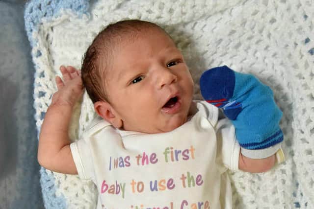 Rhys with his special babygro