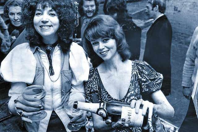 Actress Gabrielle Drake, sister of singer Nick Drake, joins Trisha at the1974 opening