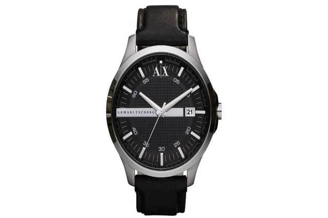 Armani Exchange black leather watch