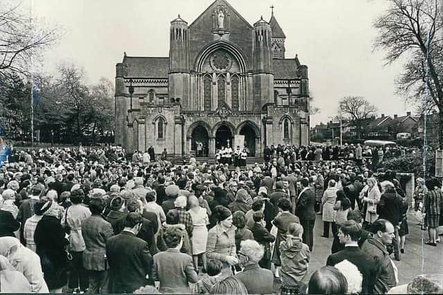 More than 4,000 people attended an open air mass at the church in May 1972