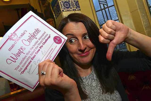 Elizabeth Joyce is defeated by the Desperate Dan Pie