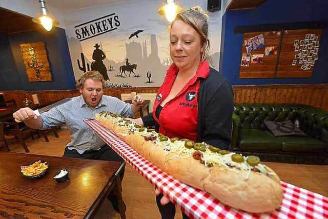 Jack Averty prepares to take on the Monster Dog Challenge at Smokey's Bar and Grill