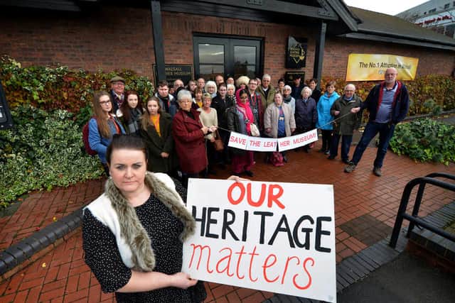 Sarah Jane Cooper and fellow protesters, who included former leather tradespeople