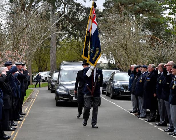 Veterans form a guard of honour at the funeral of Normandy veteran Joe Bullock, 101