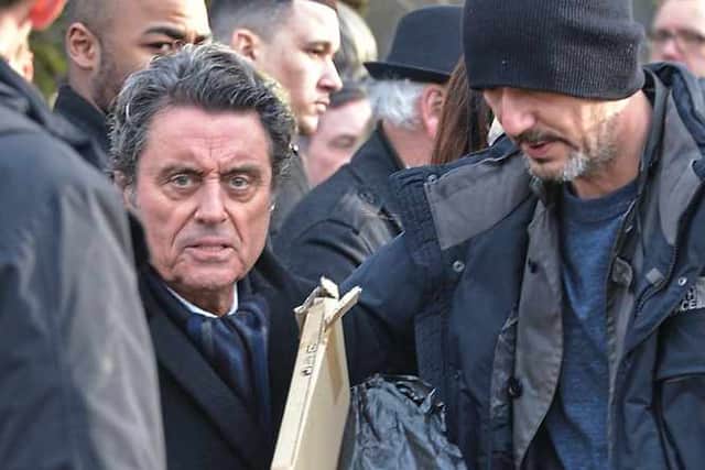 Actor Ian McShane filming for the day on the set of new boxing film Jawbone