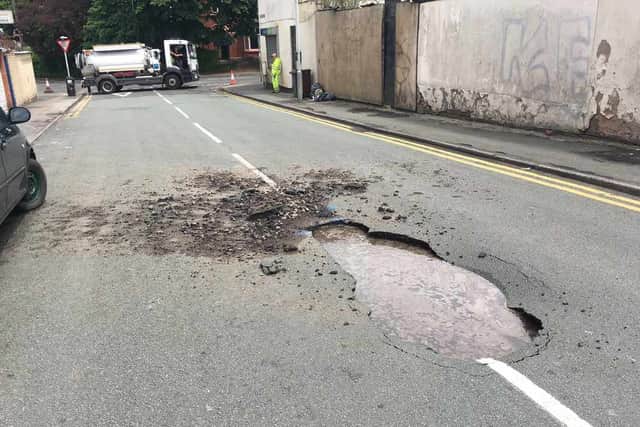 Craddock Street was closed in Whitmore Reans because of this damage to the road
