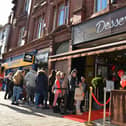 Customers queue at the launch of the new menu at The Little Dessert Shop, Queen Street, Wolverhampton in April