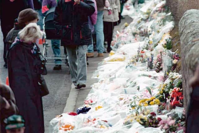 Floral tributes left outside the school