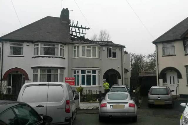 The aftermath of the fire today