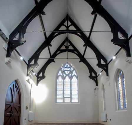 Inside the completed Lye & Wollescote Cemetery Chapel