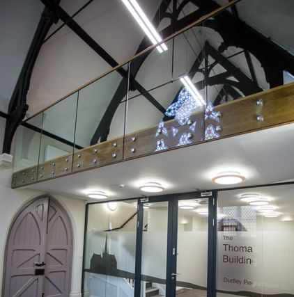 Inside the completed Lye & Wollescote Cemetery Chapel