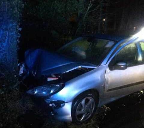 PICTURED: Driver lucky to be alive after car smashes into tree