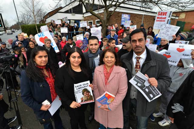 Bhavna Patel, Naheed Gultasib, Walsall MP Valerie Vas and Shabir Hussain with campaigners