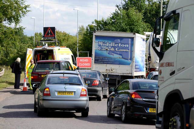 The eastbound entry sliproad at junction 4 for the M54 was closed off
