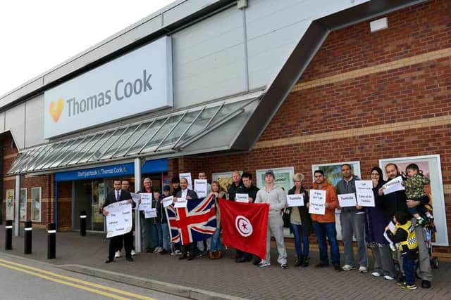 Protesters took both Tunisian and Union Jack flags