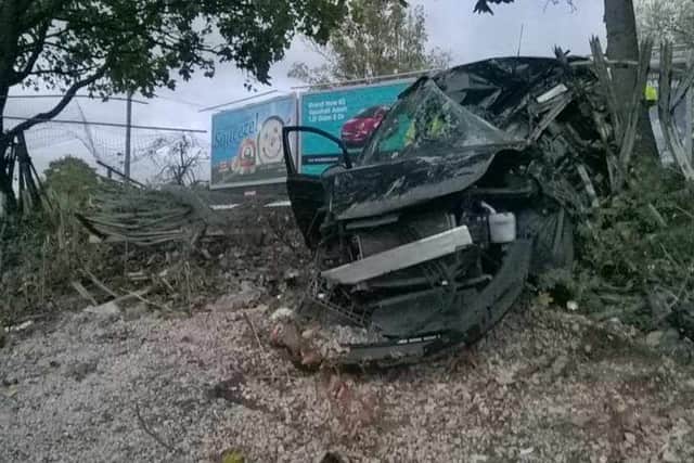 The car was severely damaged in the accident