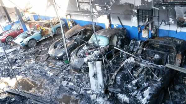 The fire-damaged cars, picture: Brierley Hill Fire Station