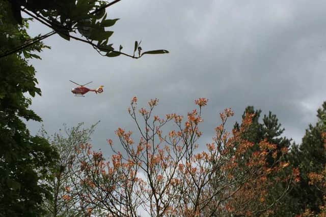 The air ambulance attends the scene at Alton Towers, picture: Abbey Forster Cartmell