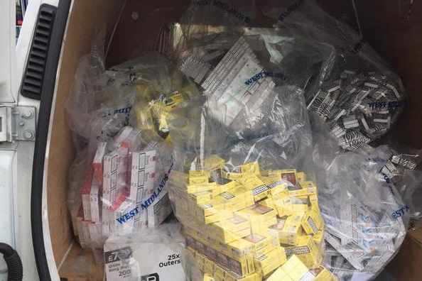 Cigarettes and booze seized in a raid on a van in Whitmore Reans