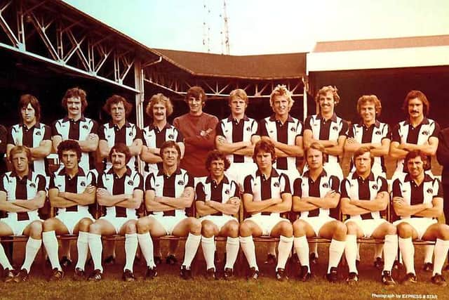 The 1975/76 promotion side. Back, from left, coach Brian Whitehouse, Alan Glover, Ally Brown, Ray Wilson, Ally Robertson, John Osborne, Len Cantello, Ian Edwards, Joe Mayo, Dave Rushbury, Gordon Nisbet, physio George Wright. Front, Mick Martin, John Trewick, Tony Brown, John Wile, Johnny Giles, Bryan Robson, Trevor Thompson, Willie Johnston, Paddy Mulligan.
