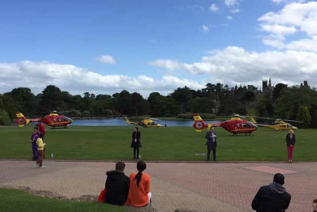 A fourth Air Ambulance lands at Alton Towers, picture: Joshua Atlas