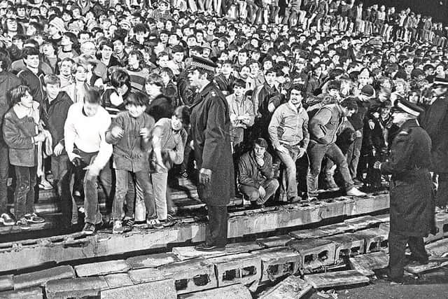 Fellows Park after a wall collapsed during the Milk Cup tie with Liverpool in 1984.