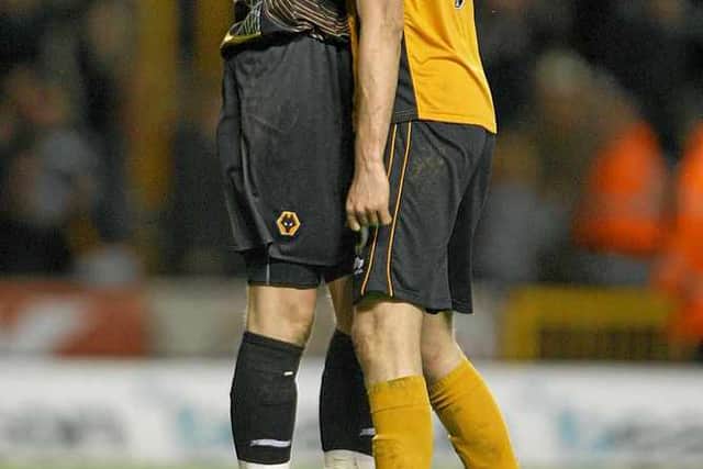 Celebrating a famous win over Manchester United at Molineux in 2011