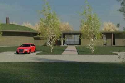 The design of the proposed Four Crosses crematorium