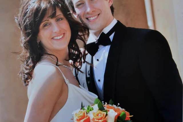 The couple on their wedding day