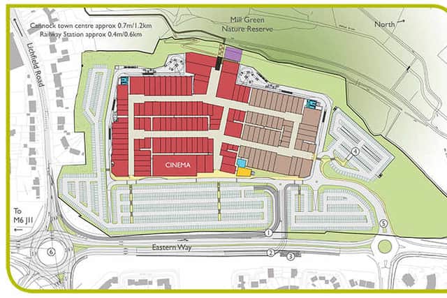 This map, from http://millgreenoutletvillage.co.uk/, shows the full extent of the plan