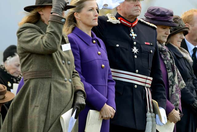 Countess of Wessex pictured during the unveiling of the Womens Land Army statue at National Memorial Arboretum, Alrewas.