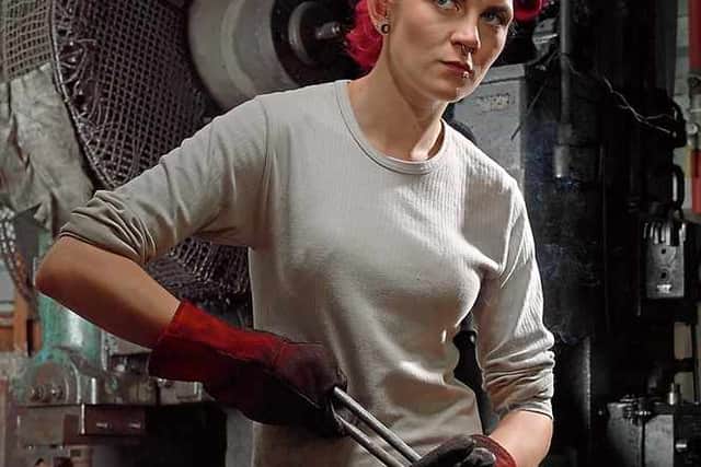 At work - chainmaker Natalie Gore at Solid Swivel in Cradley Heath.