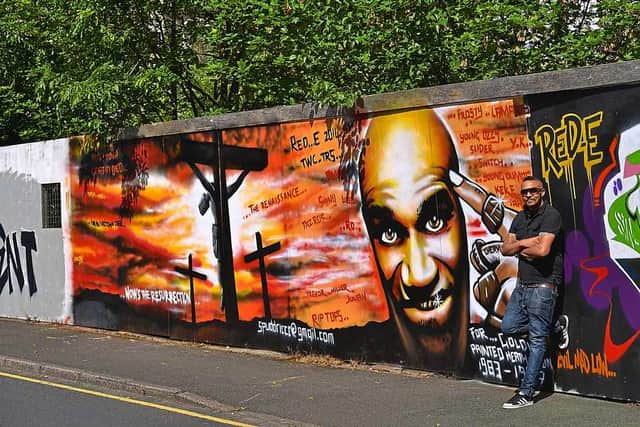 Artist Red-E – Lee Smith, 42 – uses graffiti, with his work seen across the region