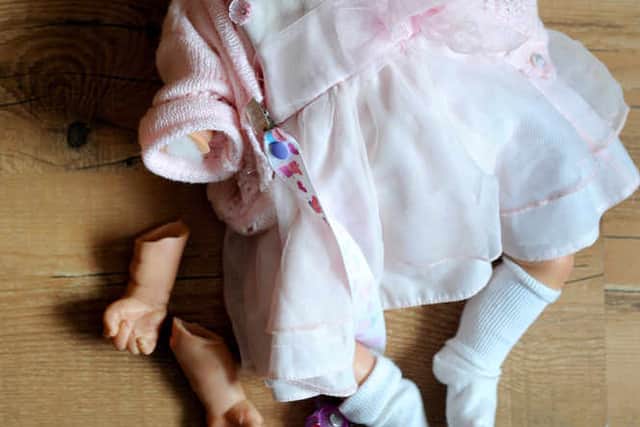 Susan Hearsey's life doll, which staff nurses at Walsall Manor Hospital allegedly cut off the dolls arms and kicked it around like a football