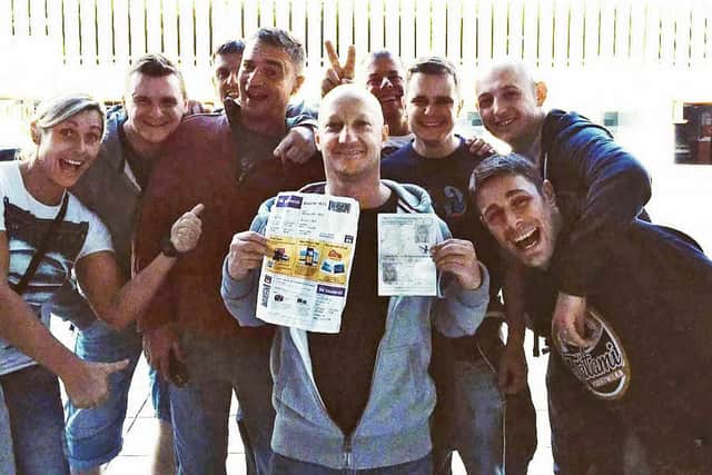 Neil Clulow (front) pictured with his friends in Spain
