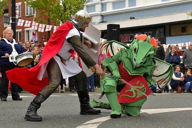 George defeats the dragon in Newport, Shropshire
