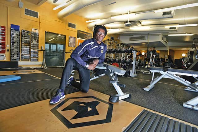In the gym at Molineux where Tony Daley helped the Wolves players achieve peak fitness for their League One promotion campaign