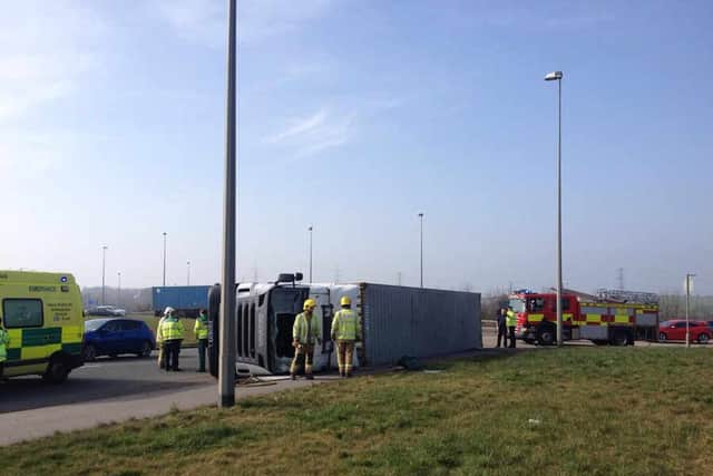 Wolverhampton Lorry Crane called in after lorry overturns in Cannock