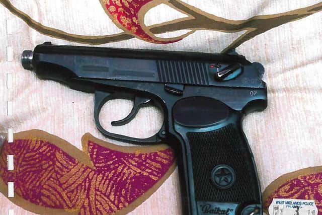 A handgun and silencer discovered by police in a chest of drawers, plus 19 bullets, when searching Eastwood's home on 6 April 2011.