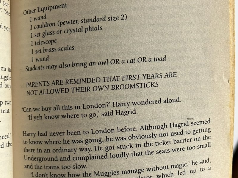 In the list of school supplies on p53, ‘1 wand’ appears twice at the start and at the end.