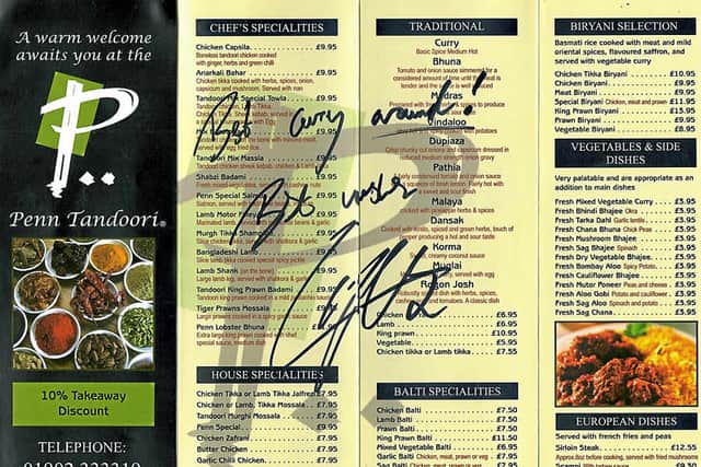 Liam signed the menu