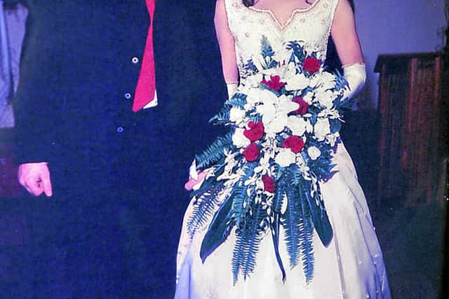 The happy couple seen on their wedding day 13 years ago